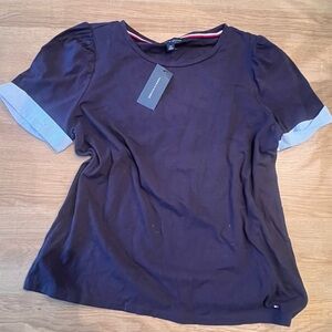 Tommy Hilfiger Dark Blue Top with Light Blue Sleeves